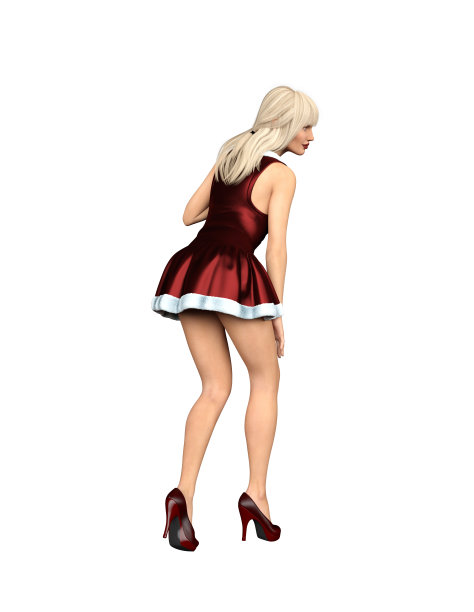 圣诞老人女人在白色的背景3D渲染图片下载