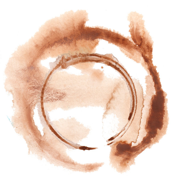 白色背景上分离出咖啡渍。咖啡口感水彩图片下载