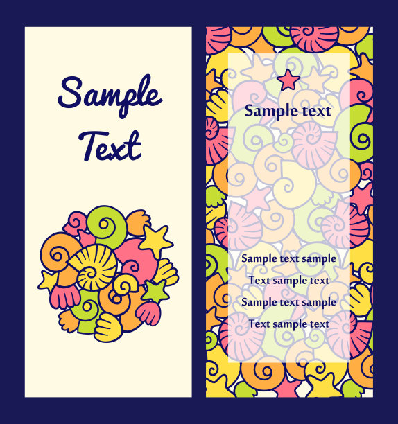 卡片或邀请设计与贝壳和海星。图片下载