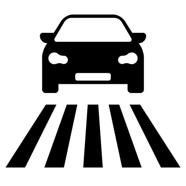汽车和人行横道图标孤立的符号向量图片下载