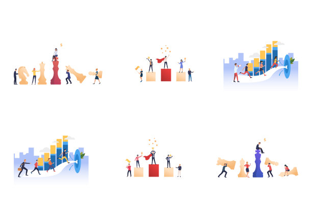 一组取得成功的商业人士图片下载