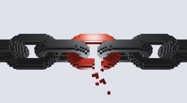 带块的数字像素链。图片下载