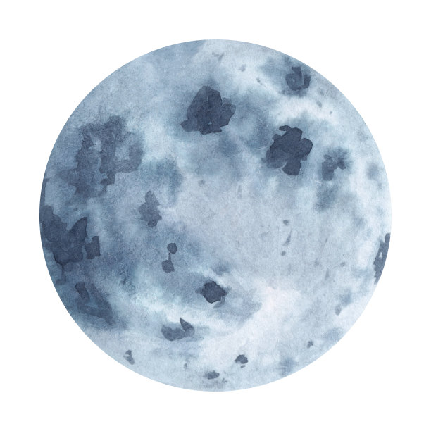 水彩抽象满月图片下载