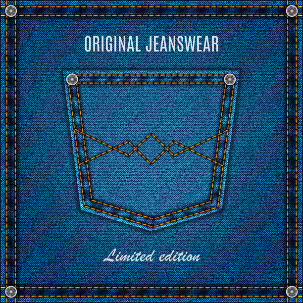 牛仔纹理与口袋蓝色。牛仔裤背景为您的设计图片下载