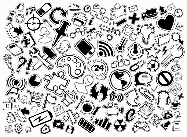 涂鸦网页和手机图标收集。矢量手绘图片下载