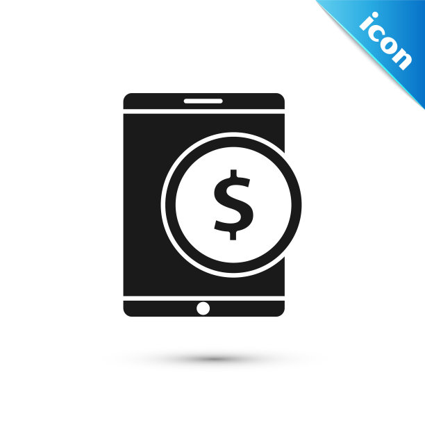 黑色平板与美元符号图标孤立在白色背景。网上购物的概念。金融的手机。在线支付。矢量图图片下载