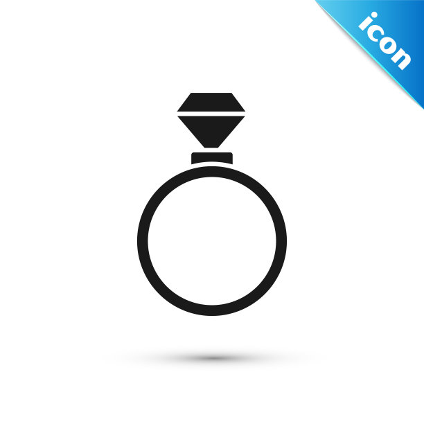 黑色婚戒图标孤立在白色背景上。新娘和新郎的珠宝标志。婚姻的象征。钻石戒指。矢量图图片下载