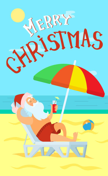 圣诞快乐，在海滩矢量放松的假期图片下载