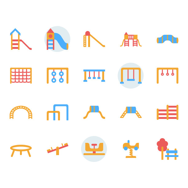 操场图标和符号设置在平面设计图片下载