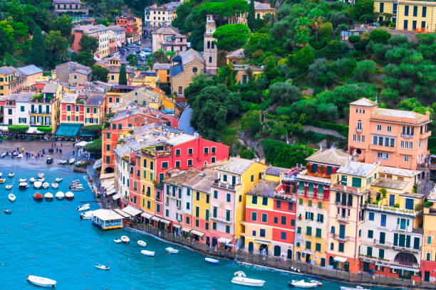 意大利著名小镇波托菲诺的风景。图片下载