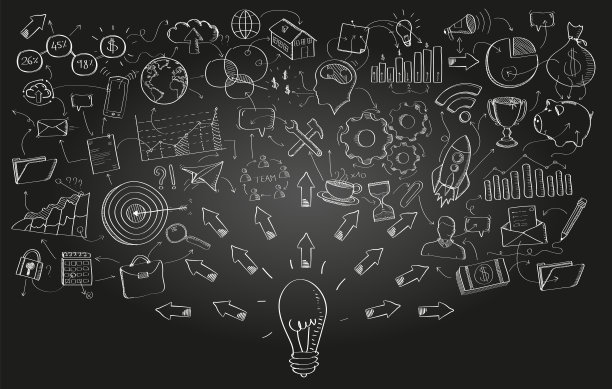 手绘矢量项目展示黑色背景图片下载