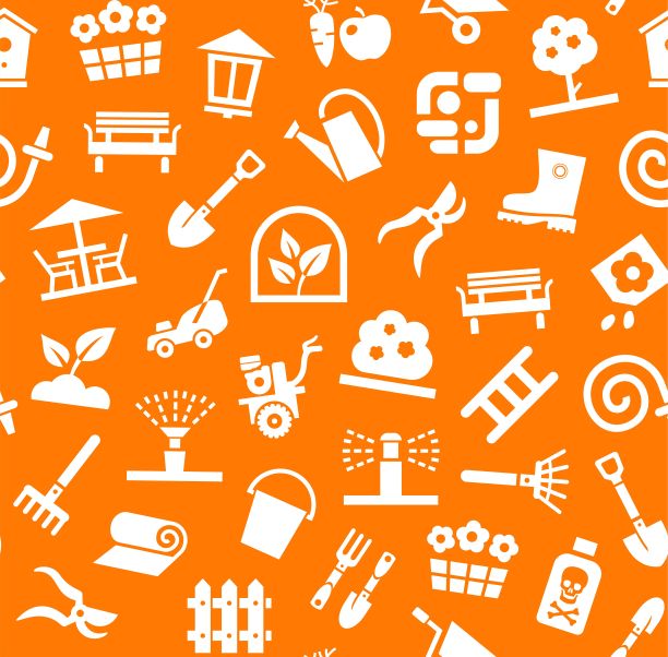 景观设计，无缝背景，橙色，矢量。图片下载