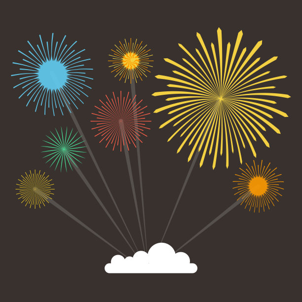 烟花在夜空中爆炸。矢量插图。图片下载