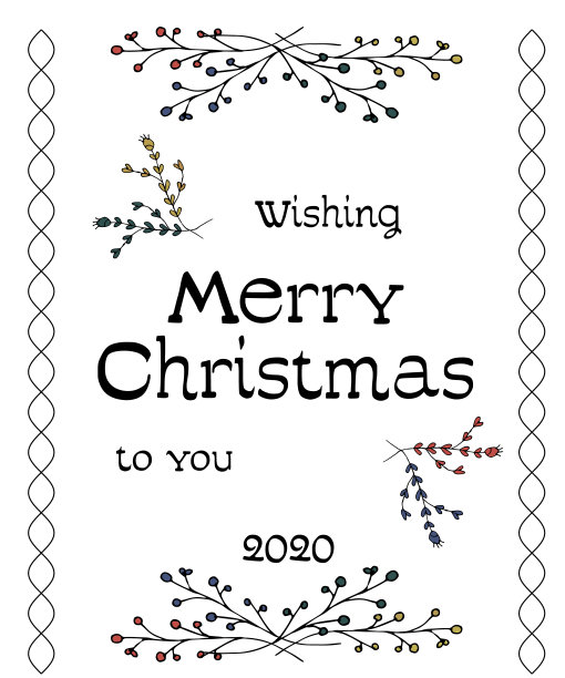 卡通向量可爱的涂鸦手绘2020年插图。明亮的色彩图片与新年主题项目。花卉风格图片下载