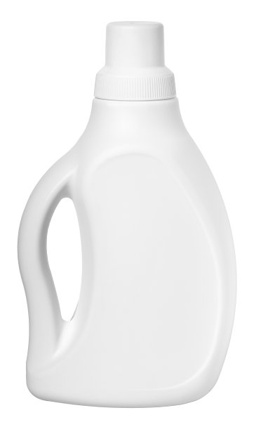 白色洗涤剂塑料瓶带测量盖，清洗液上隔离白色图片下载