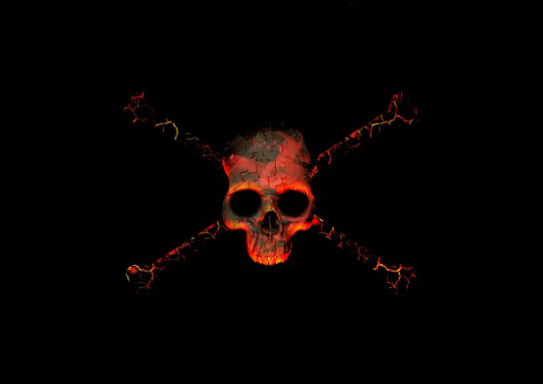 抽象的头骨漂浮在黑暗中图片下载