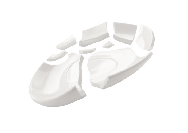 侧面的破碎板孤立在白色图片下载