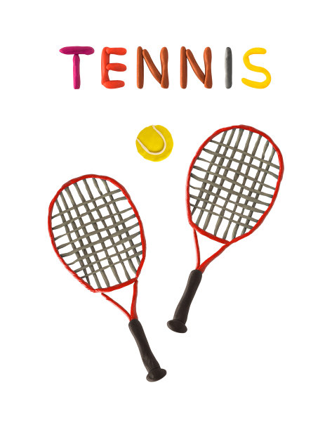 橡皮泥网球拍和球与文本图片下载