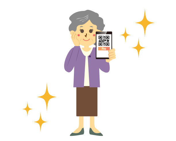 使用智能手机进行无现金支付的老年妇女图片下载
