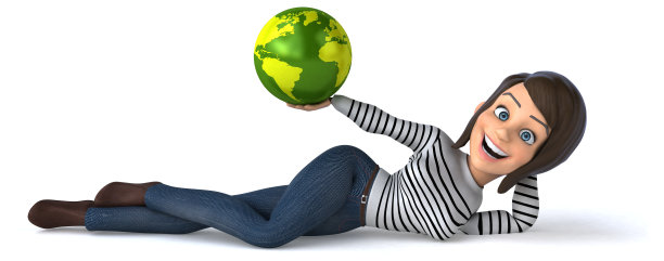 有趣的3D卡通休闲角色女人图片下载