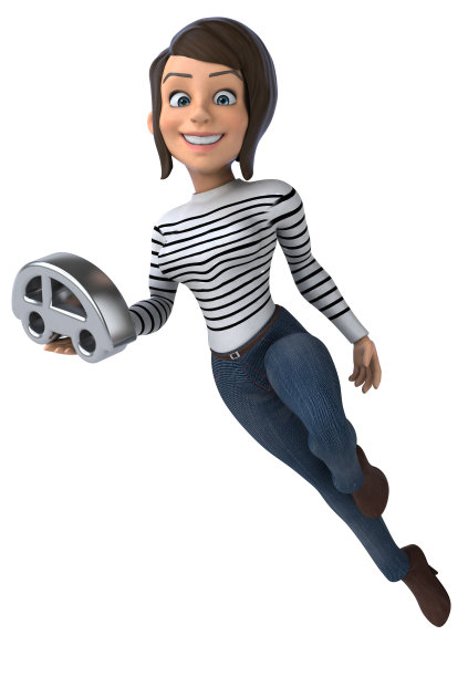 有趣的3D卡通休闲角色女人图片下载