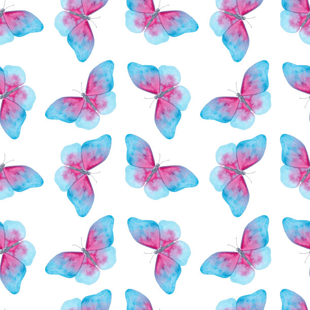 蝴蝶水彩无缝图案图片下载