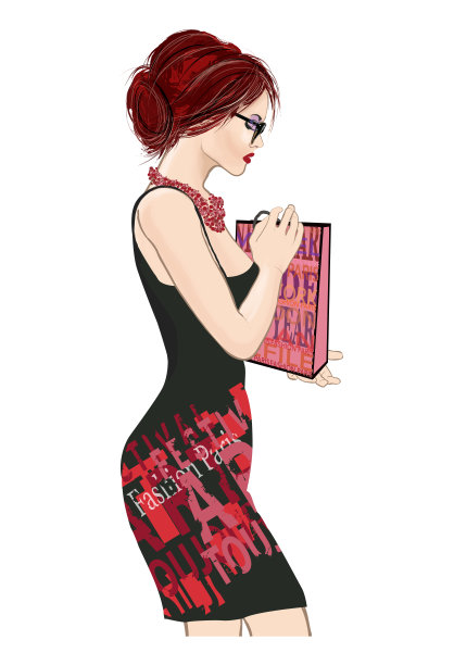 悲伤的女人站在打开的礼物袋图片下载