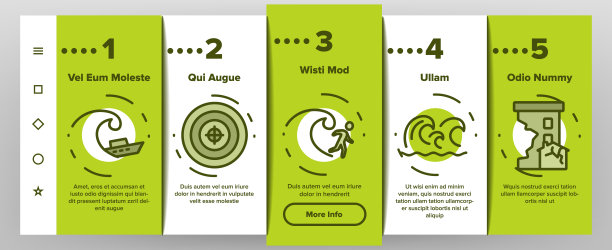 海啸波浪登陆图标设置矢量图片下载