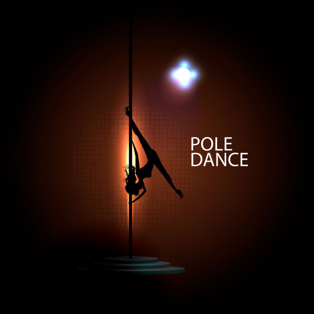 一个年轻性感的女人在塔上跳舞的矢量剪影。图片下载