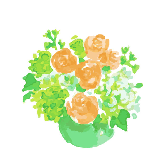 绿色和橙色的插花图片下载