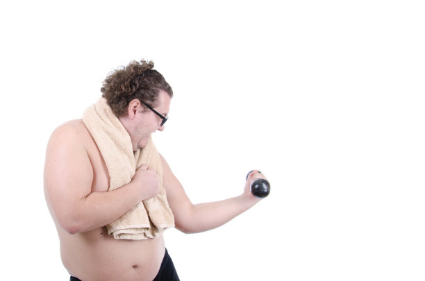 饮食和运动。有趣的胖子。图片下载