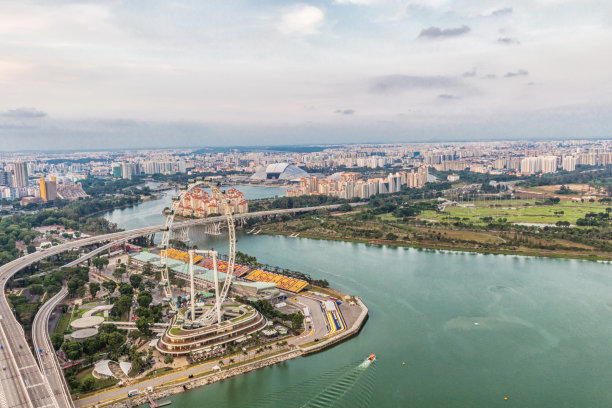 新加坡摩天轮城市全景图片下载