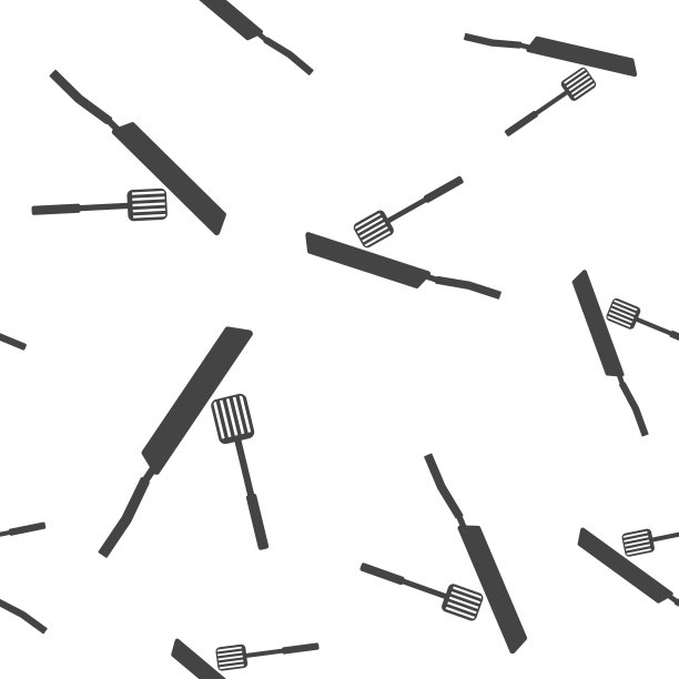 煎锅和肩胛骨的矢量图像。厨房电器矢量无缝模式上的白色背景。图片下载