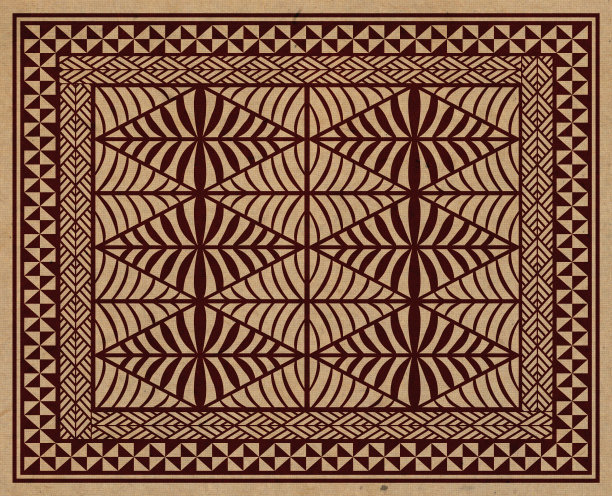 黄麻织物覆盖的图案灵感来自汤加群岛的传统设计元素。图片下载