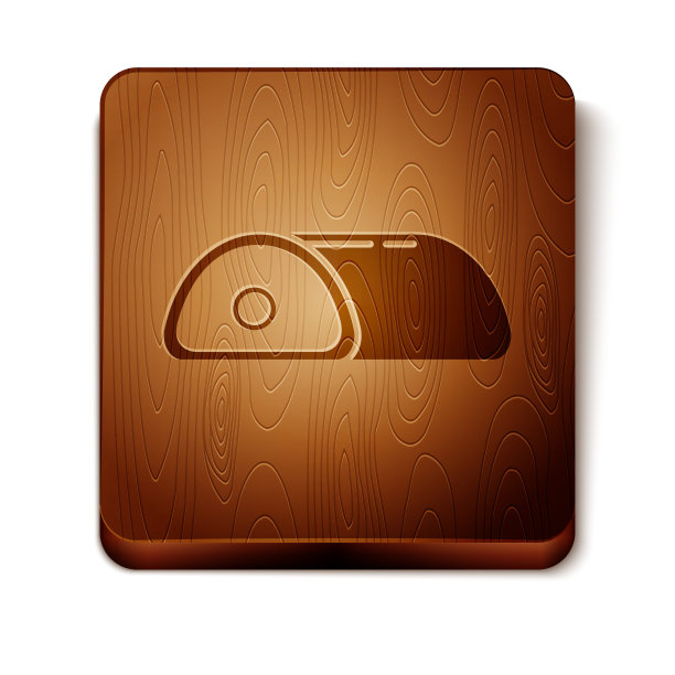 棕色肉类图标孤立在白色背景。木制方形按钮。矢量图图片下载