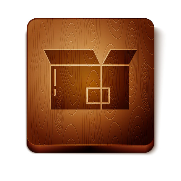 棕色纸盒图标孤立在白色背景上。盒子，包裹，包裹标志。交付和包装。木制方形按钮。矢量图图片下载