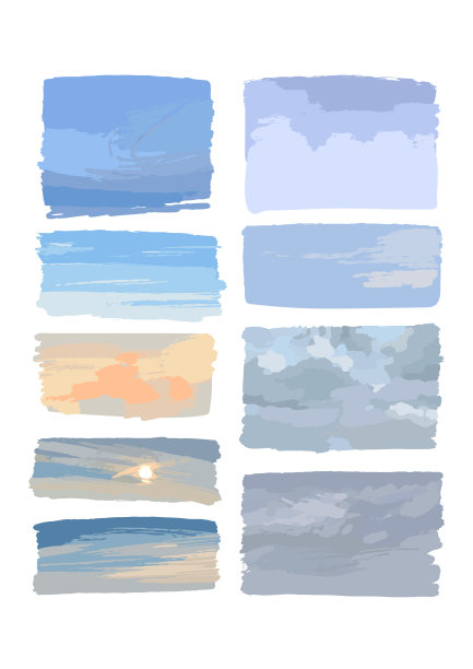 矢量集的各种天空背景孤立在白色背景图片下载