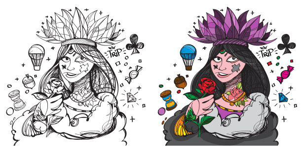 人物的性格。穿着象征俱乐部的西装的年轻女士。一副扑克牌中的皇后图片下载