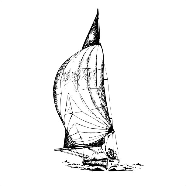 古董船帆船古董古董古董黑墨手绘矢量插图图片下载