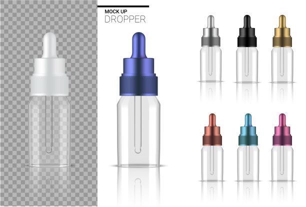 透明滴瓶模拟逼真的有机化妆品护肤产品背景插图。医疗保健和医疗概念设计。图片下载