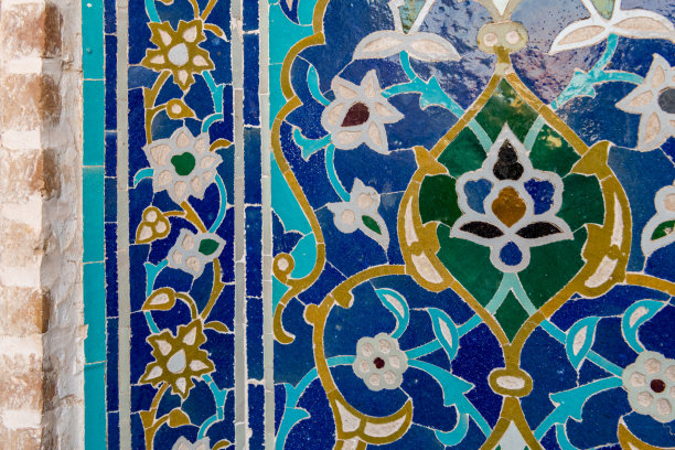 亚兹德聚礼清真寺的马赛克装饰图片下载