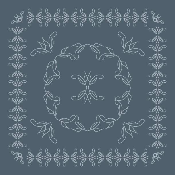 桌布、餐巾、毛巾、枕头、灰色方披巾。背景抽象的家居装饰图案，用树枝和树叶装饰，用于封面、地毯、包装纸的设计图片下载