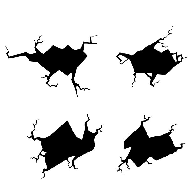 干裂缝。孔洞、破损表面、破损。破坏概念插图手绘涂鸦风格孤立图片下载