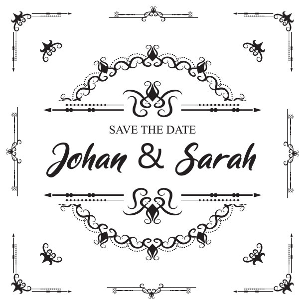 免费矢量婚礼经典婚礼框架图片下载