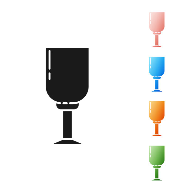 黑葡萄酒杯图标孤立在白色背景。葡萄酒杯图标。杯状的象征。玻璃器皿的迹象。设置图标丰富多彩。矢量图图片下载