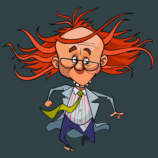 卡通快速奔跑疯狂的蓬松男人穿着医用外套图片下载