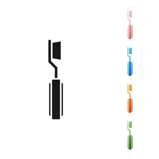 黑色牙刷图标孤立在白色背景上。设置图标丰富多彩。矢量图图片下载