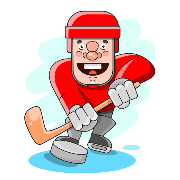 在白色背景上玩冰球的男孩图片下载