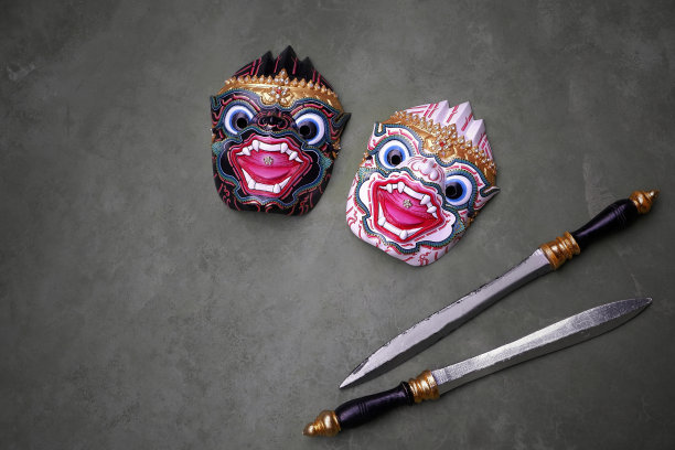 泰国传统黑白猴子演员面具图片下载