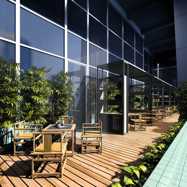 餐厅和餐厅的3D渲染图片下载